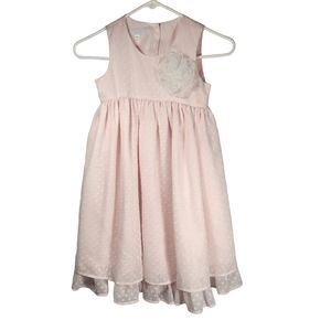 Girls Light Pink Dress With White Tulle Flower